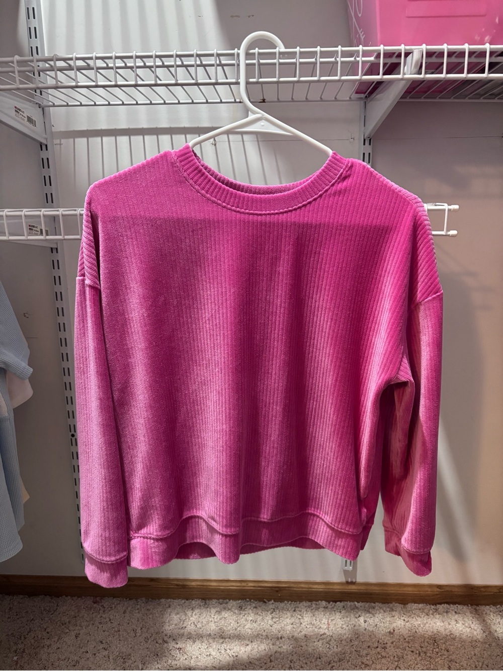 Girl's Pink Ribbed Long-Sleeve Sweater